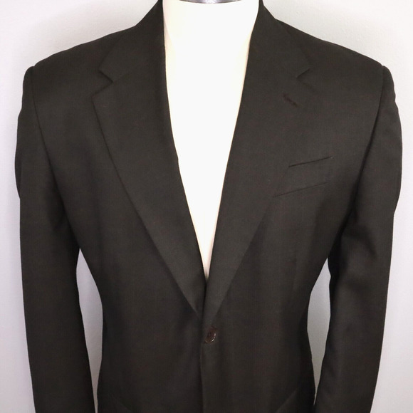 Perry Ellis Sport Coat Mens 44R Brown Windowpane Jacket Blazer Lined Career - Picture 7 of 15